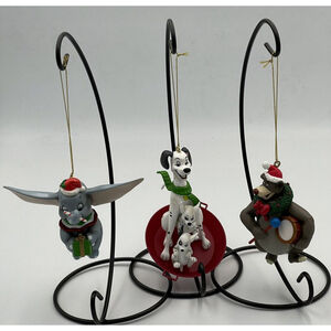 Disney Christmas Magic Ornaments W/Box Baloo Dumbo Dalmatians Set/3